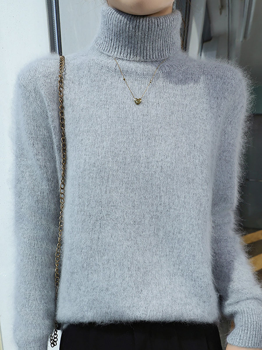 Women Autumn Casual Turtleneck 100%Wool Soft Sweater BA1060