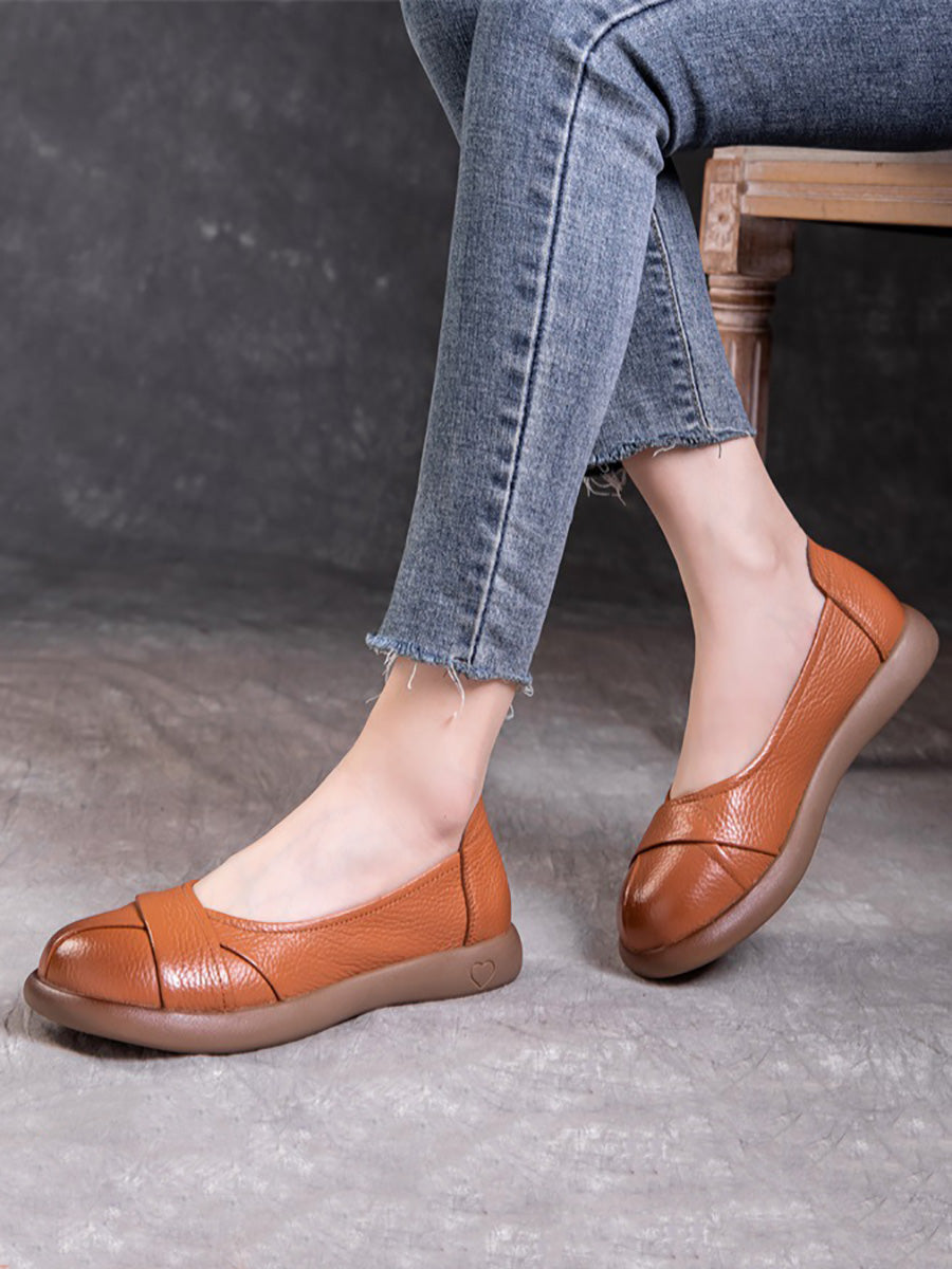 Flat Cross Spliced Shoes Women Leather Casual Genuine