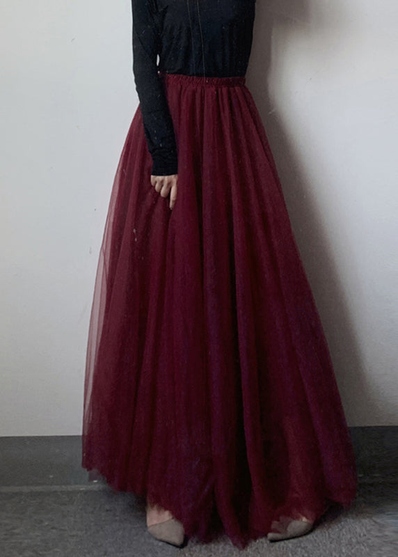 Waist Elastic Tulle Maxi Modern Skirt Mulberry
