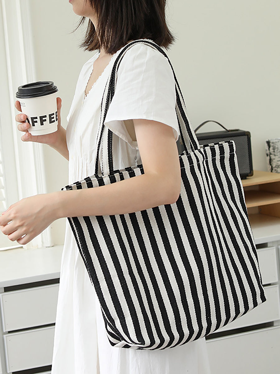Canvas Stripe Casual Bag Women Shoulder