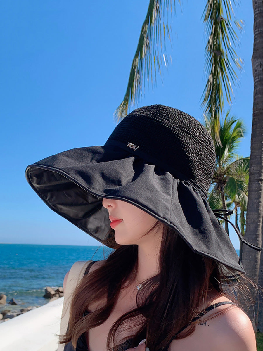 Women Summer Fashion Spliced Solid Sunproof Hat CC011