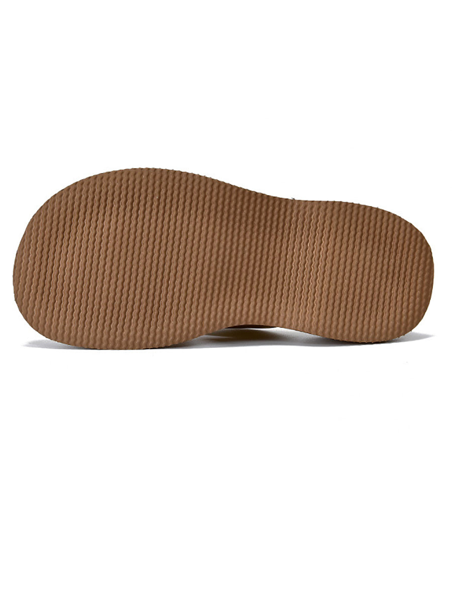 Platform Spliced Leather Summer Women Slippers Flower