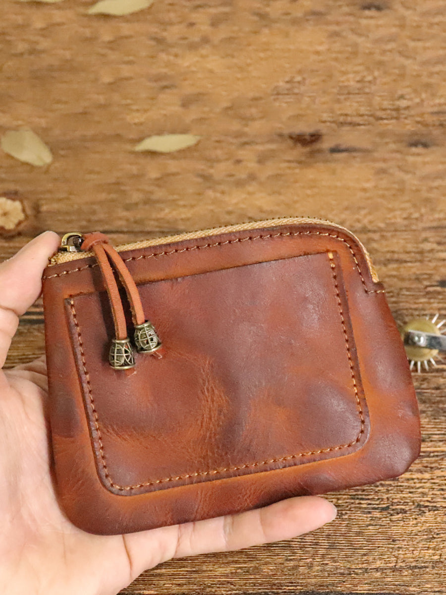 Leather Genuine Women Square Coin Purse Casual