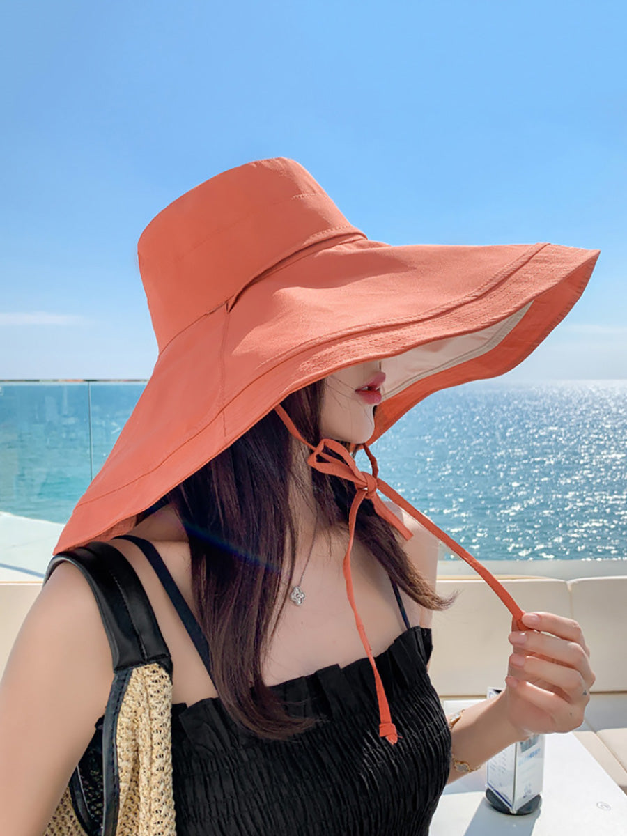 Dual-side Casual Women Brim Wearing Sunproof Hat Large