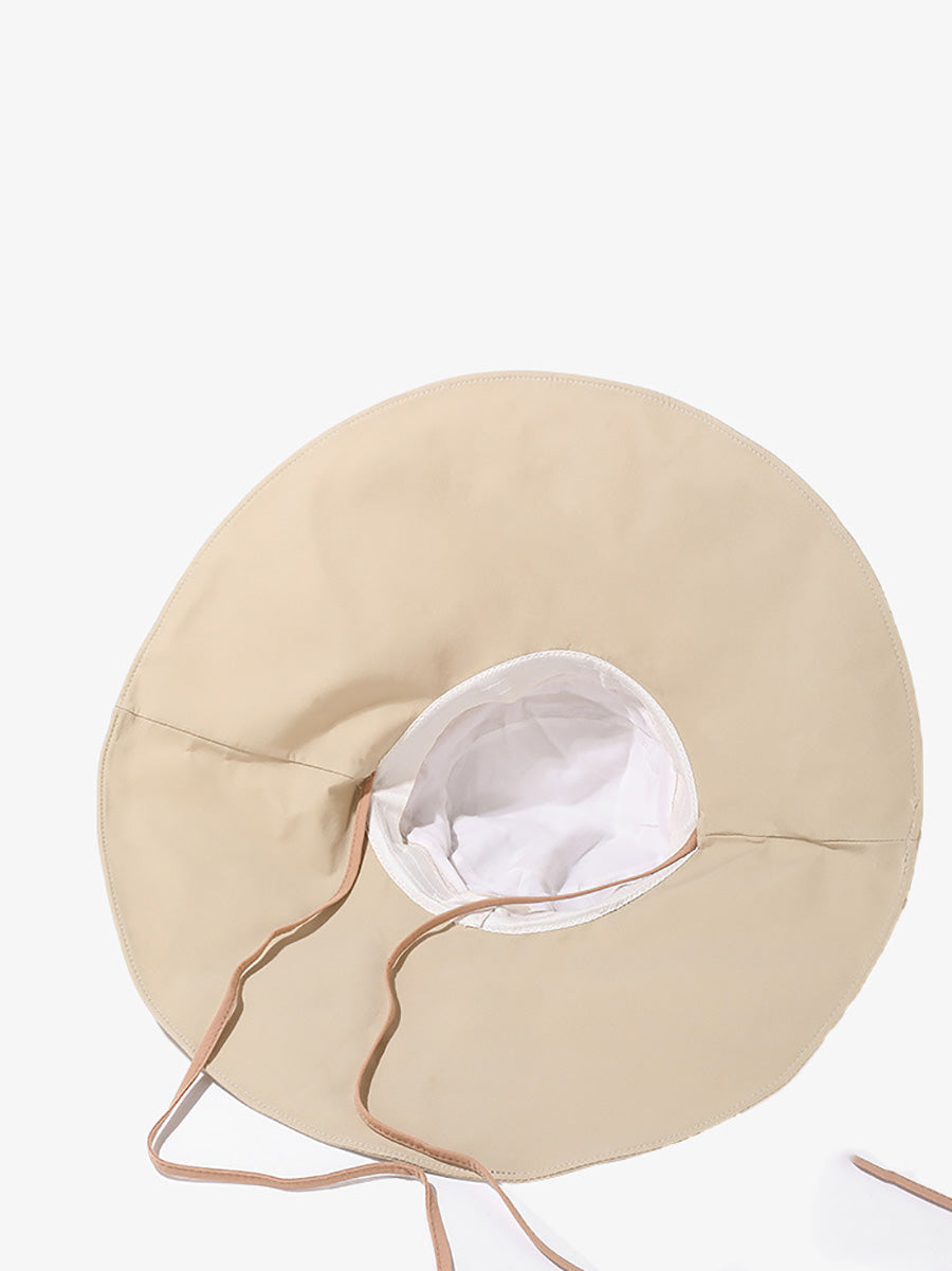 Brim Large Hat Sunproof Casual Stripe Women