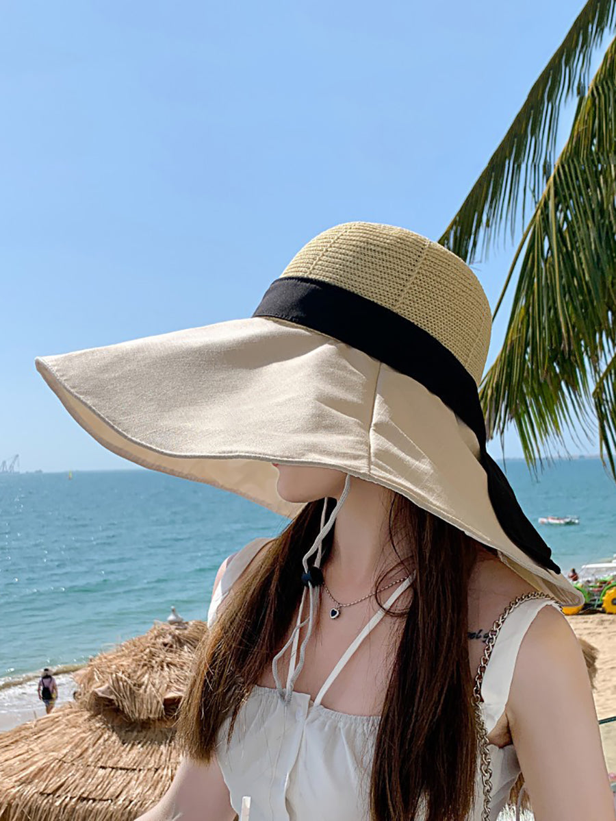 Women Casual Solid Large Brim Sunproof Hat XX1005