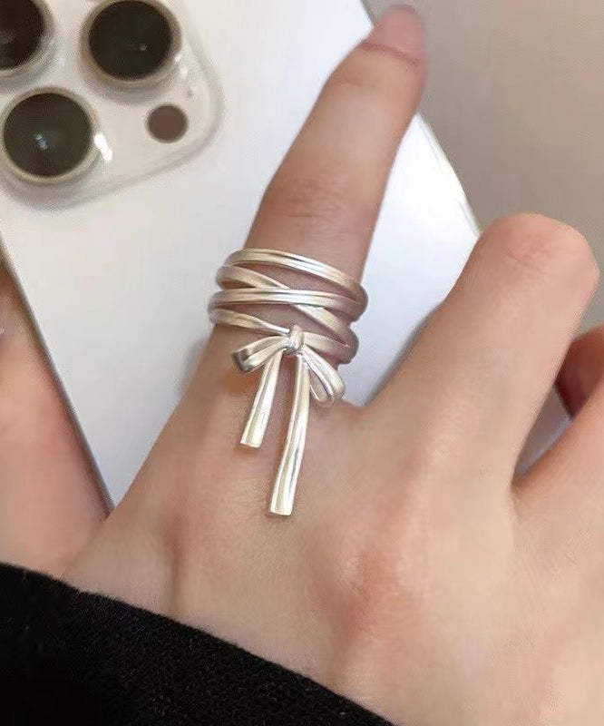 Rings DIY Bow Ribbon Silk Silver Sterling