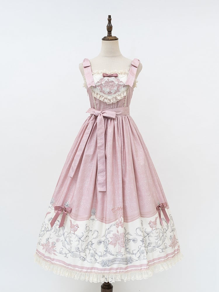 Titmouse Floral Skirt Pink and Print Jumper Lolita