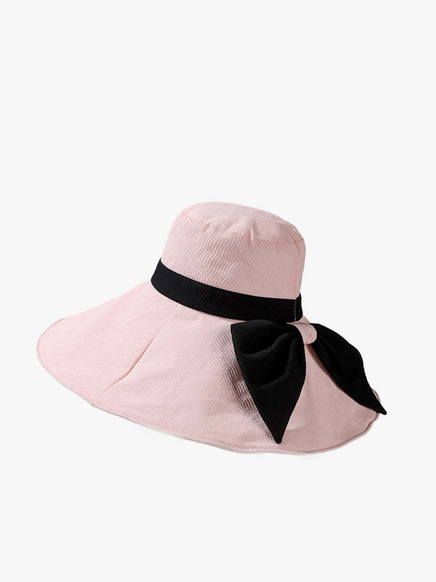 Damen Sommer Colorblock Sonnenschutz Bowknot Hut QW1022 