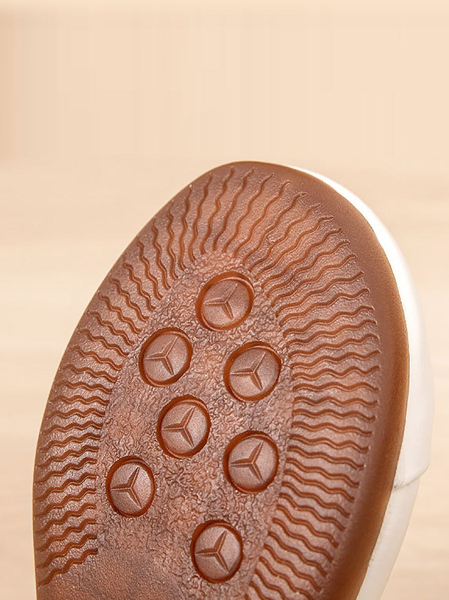 Women Leather Hollow Vintage Shoes Low Genuine Out Heel