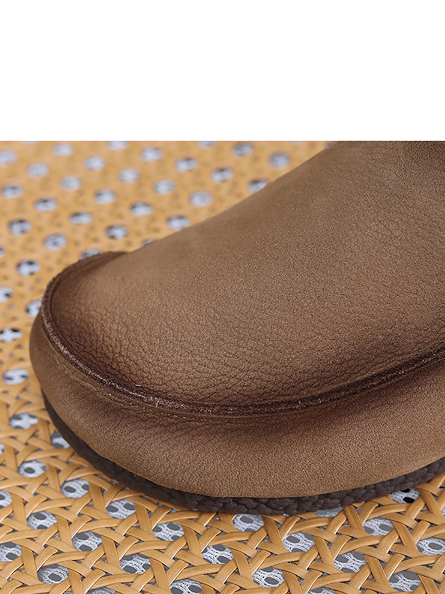 Leather Solid Women Shoes Summer Falt Retro