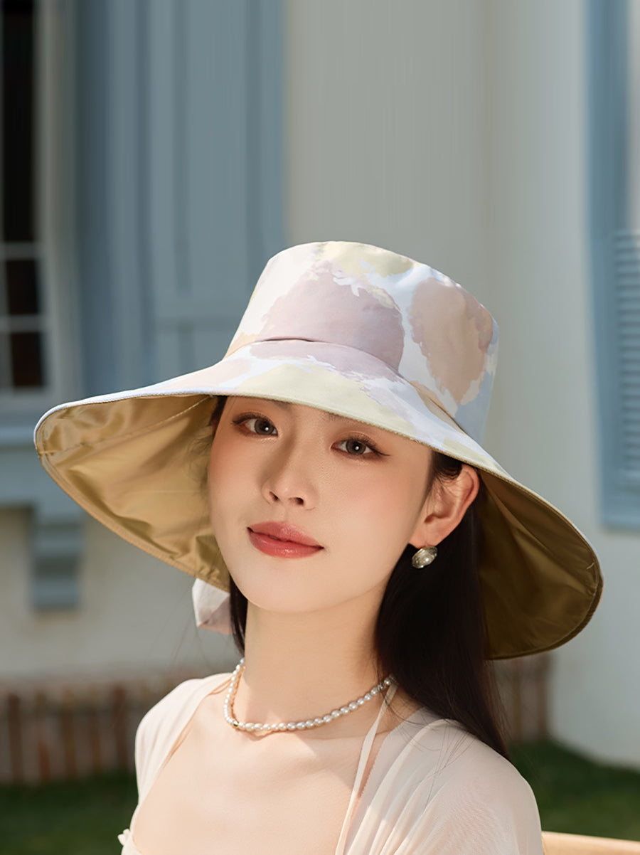 Artsy Colorblock Women Sunproof Hat Bowknot