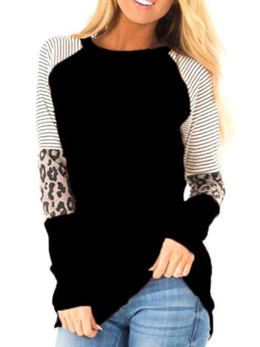 Casual Long Sleeve Crew Neck Top Tunics ap45