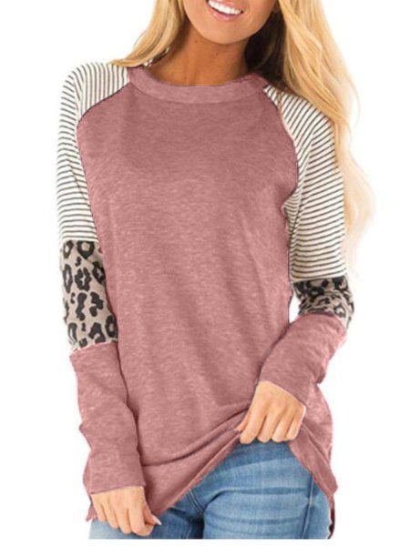 Casual Long Sleeve Crew Neck Top Tunics ap45