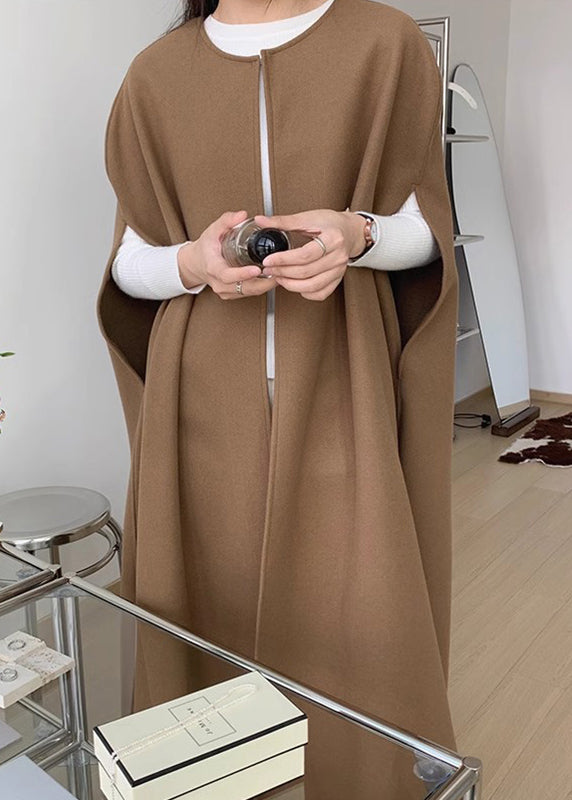 Black Oversized Women Sleeveless Pockets Coats Woolen