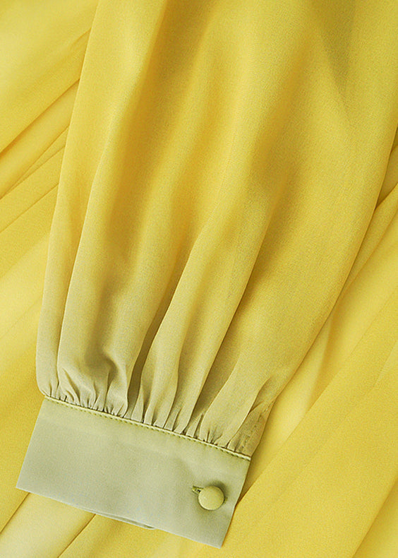 Fall Dress Button Chiffon Wrinkled Gradient Italian Ankle Color