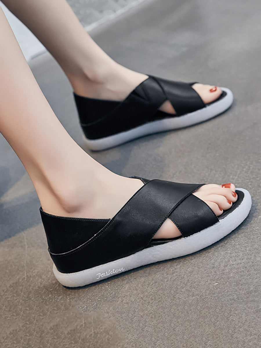 Women Summer Casual Leather Low Heel Sandals ZZ1001