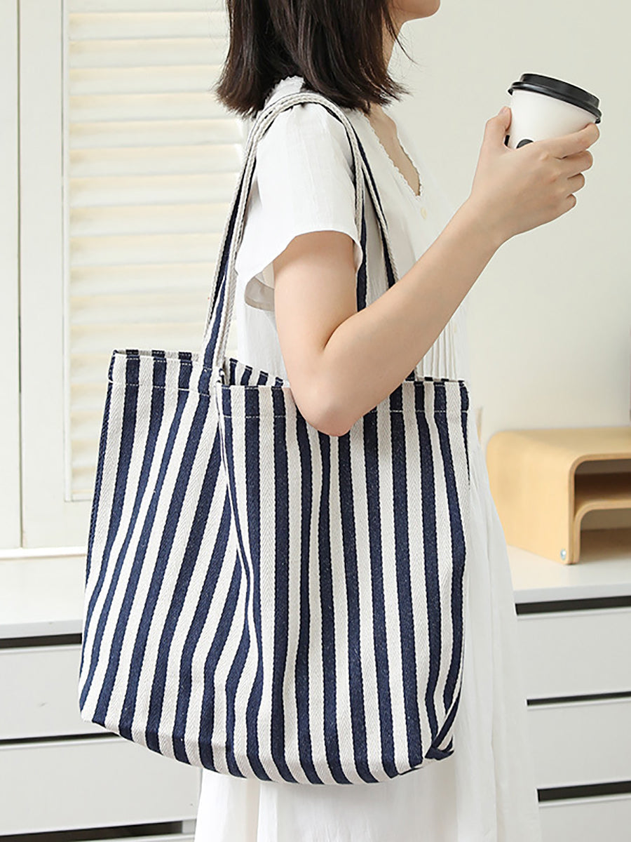 Canvas Stripe Casual Bag Women Shoulder