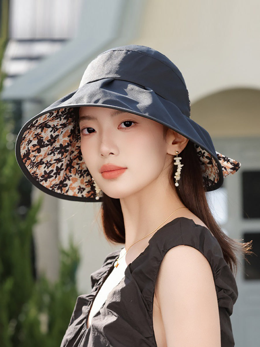 Sunproof Women Summer Bowknot Hat Artsy Floral