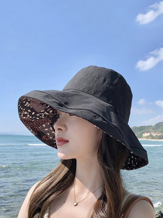 Women Casual Summer Solid Reversible Wearing Collapsible Hat LL005