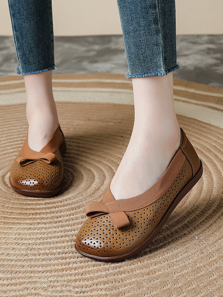 Soft Leather Women Casual Flat Genuine Shoes