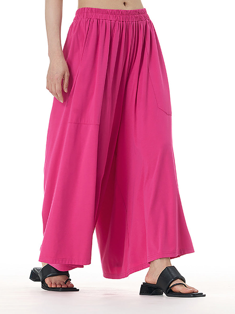 Women Summer Casual Solid Wide-leg Loose Pants FD050