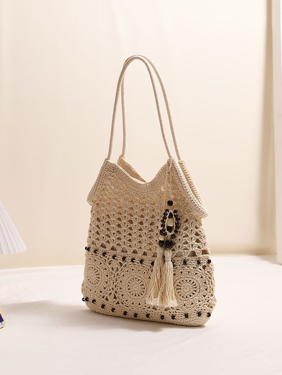 Bag Weave Beach Women Vintage Cotton Shoulder