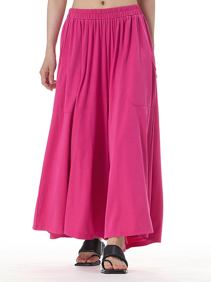 Women Summer Casual Solid Wide-leg Loose Pants FD050