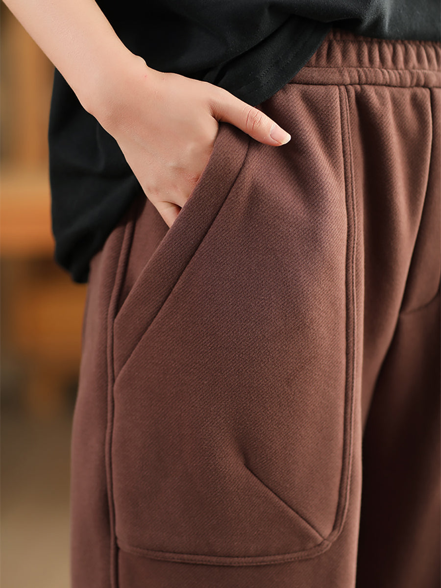 Women Autumn Vintage Cotton Fleece-lined Harem Pants WG014