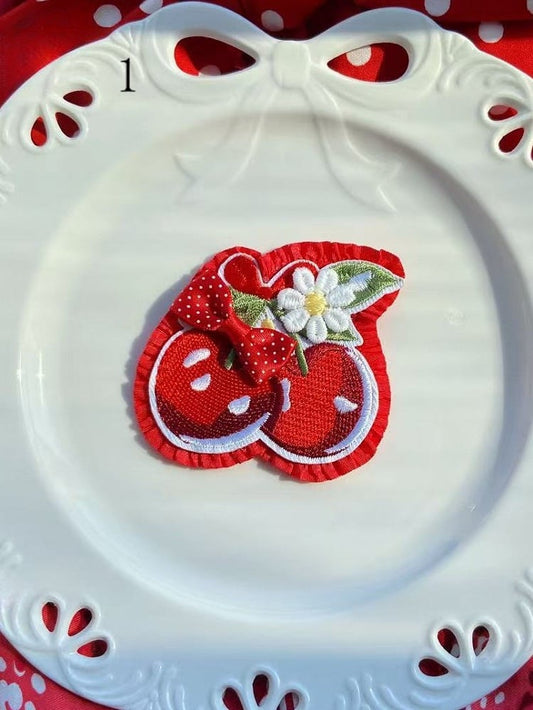 Options Cherry/Strawberry/Cake Bowknot Decorated Brooch/Hairclip 11