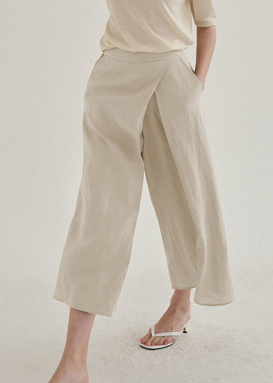 Linen Spring Waist Leg French Pants High Wide