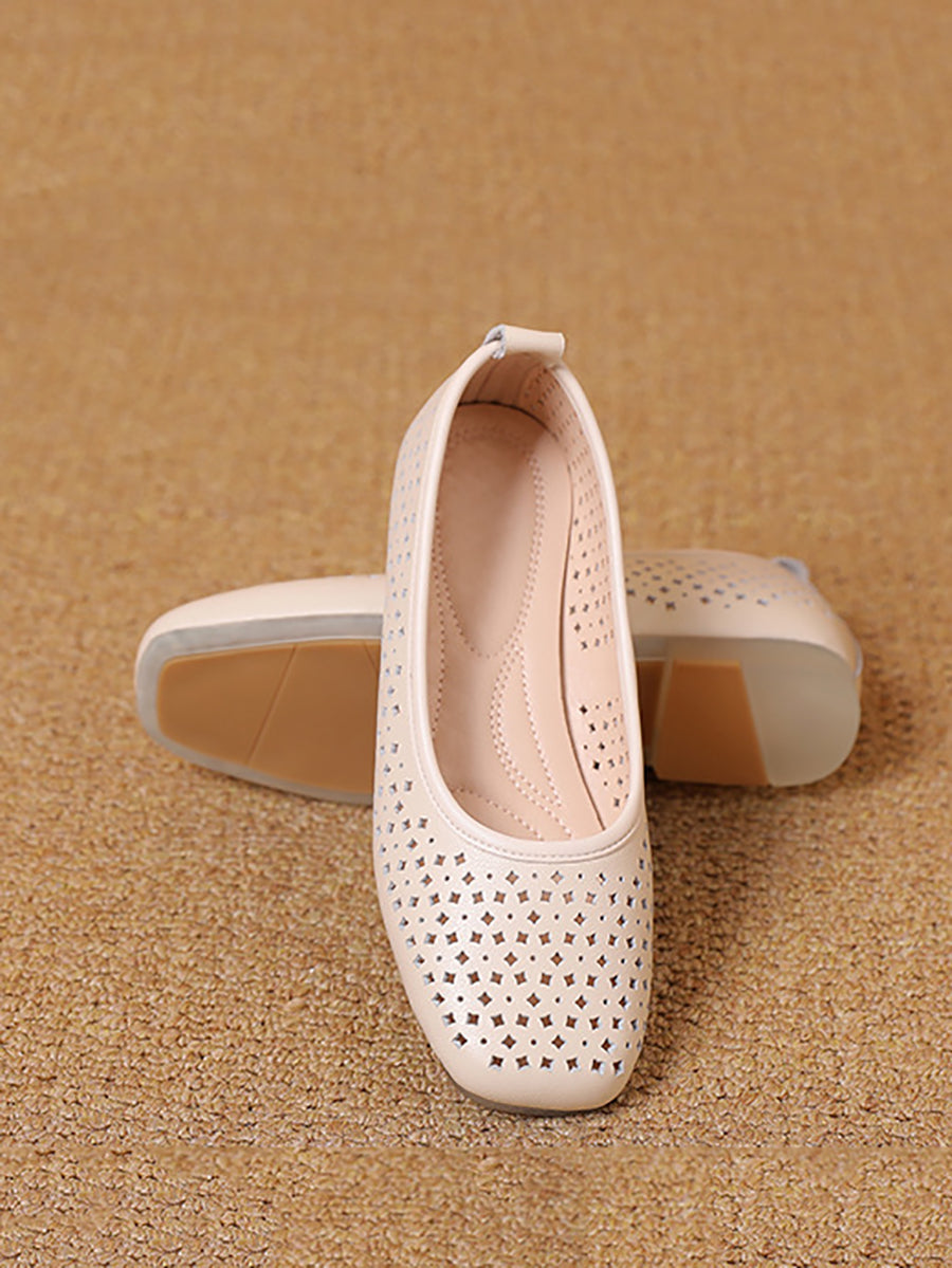 Heel Shoes Out Hollow Casual Summer Women Low