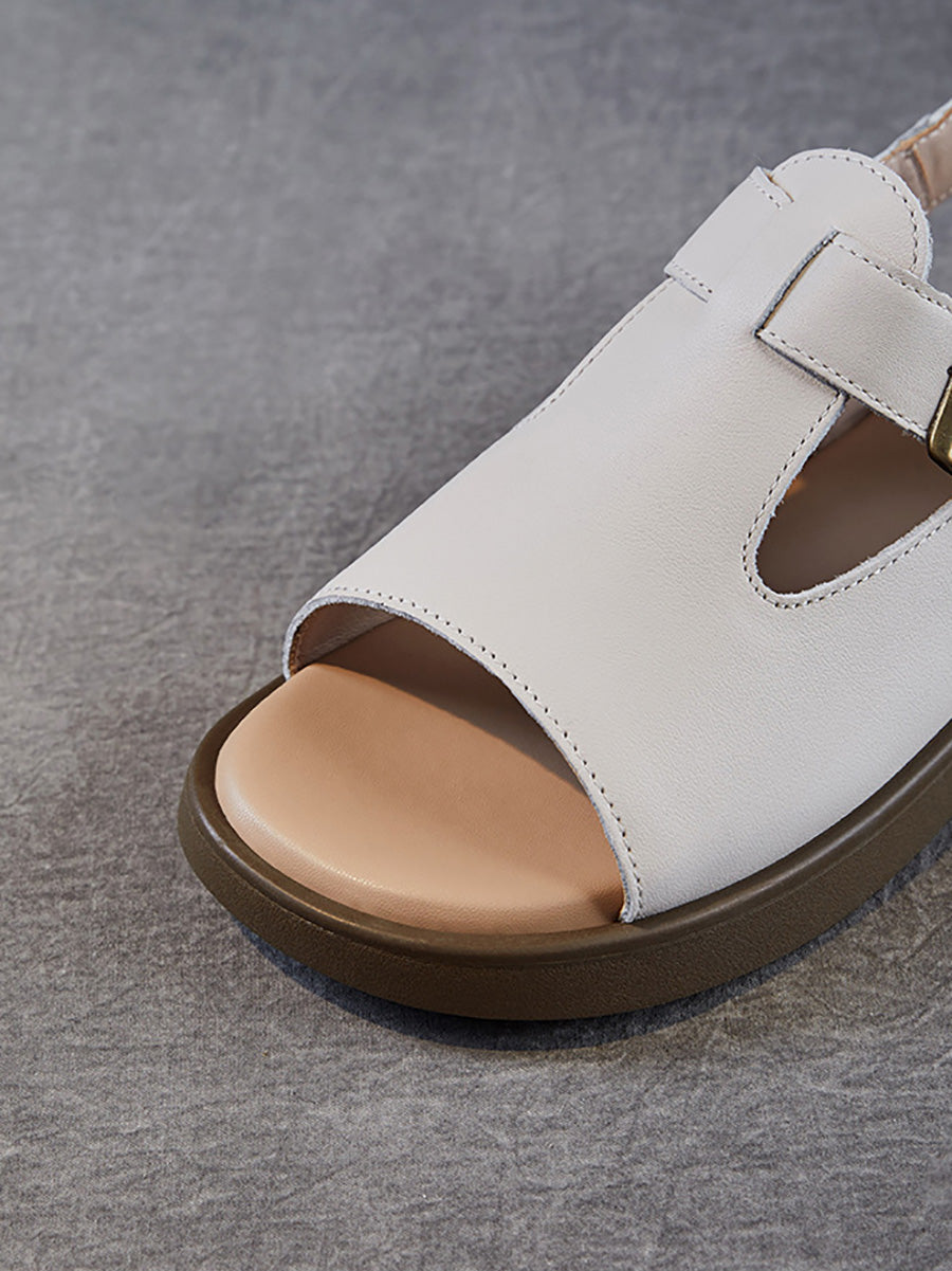 Summer Women Leather Open Soft Toe Sandals