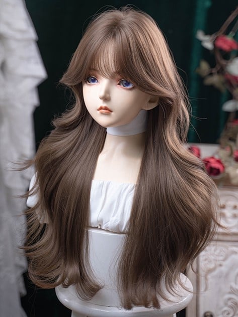 Bangs 71CM Brown Length Wig Wavy With Air