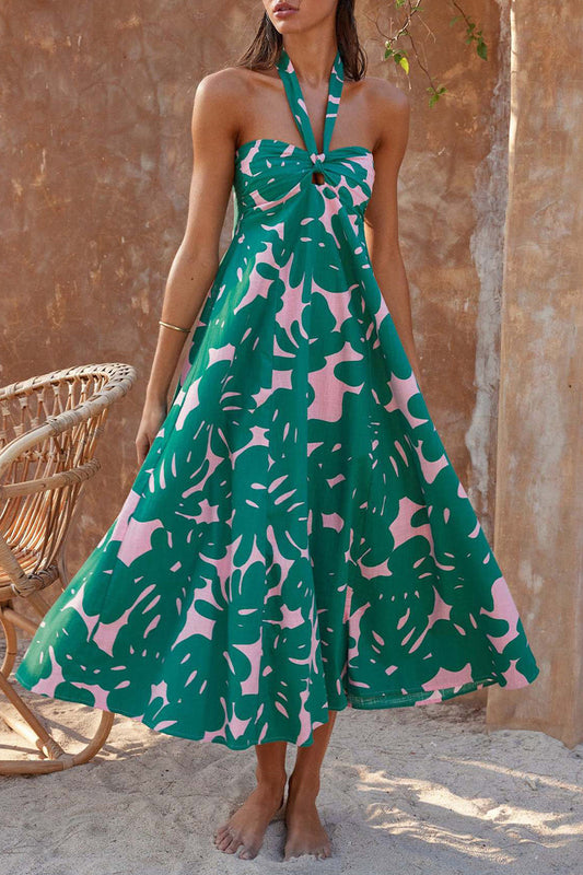 Robe sexy à imprimé floral bohème dos nu