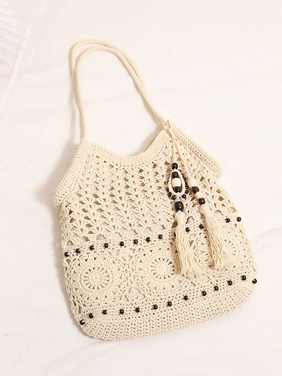 Bag Weave Beach Women Vintage Cotton Shoulder
