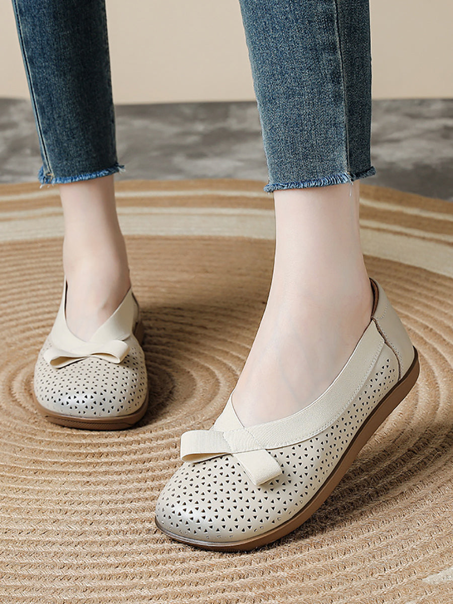 Soft Leather Women Casual Flat Genuine Shoes