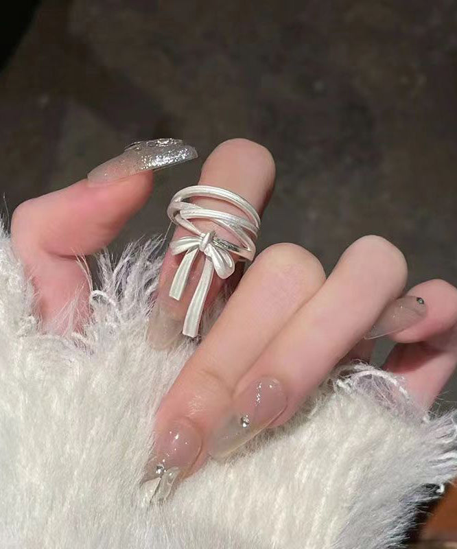 Rings DIY Bow Ribbon Silk Silver Sterling