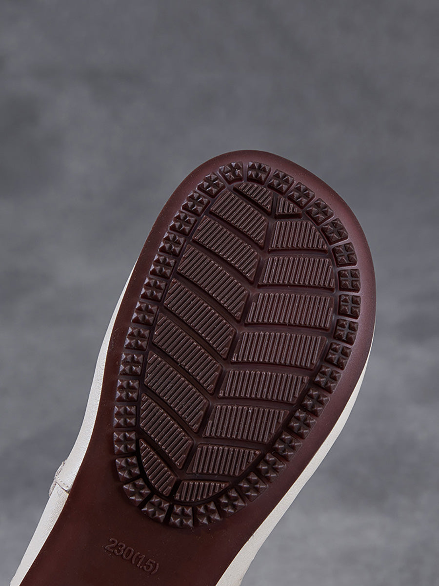 Leather Heel Summer Low Women Shoes Genuine Out Hollow