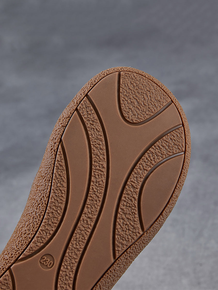 Colorblock Shoes Women Flat Genuine Summer Leather