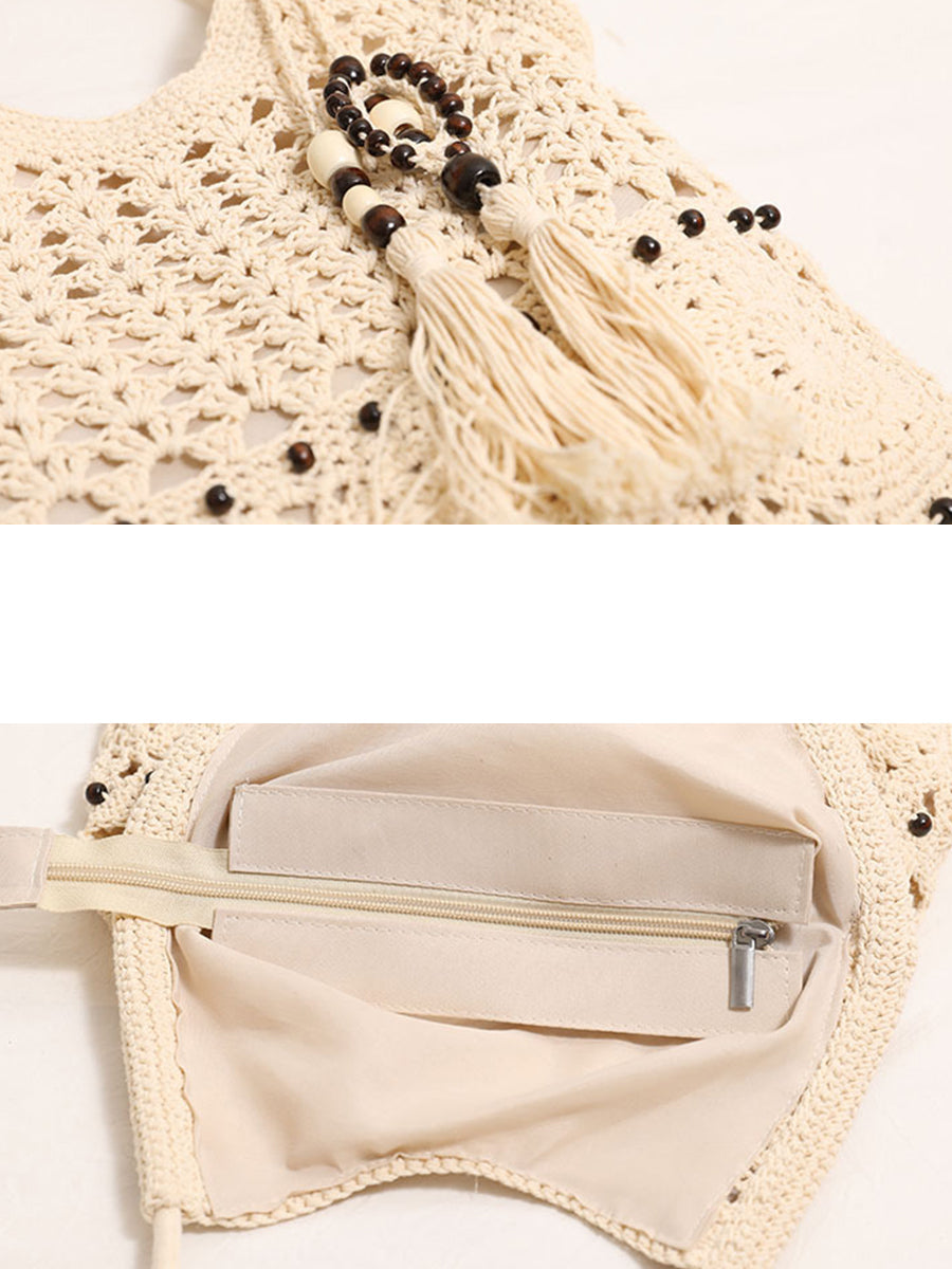 Bag Weave Beach Women Vintage Cotton Shoulder