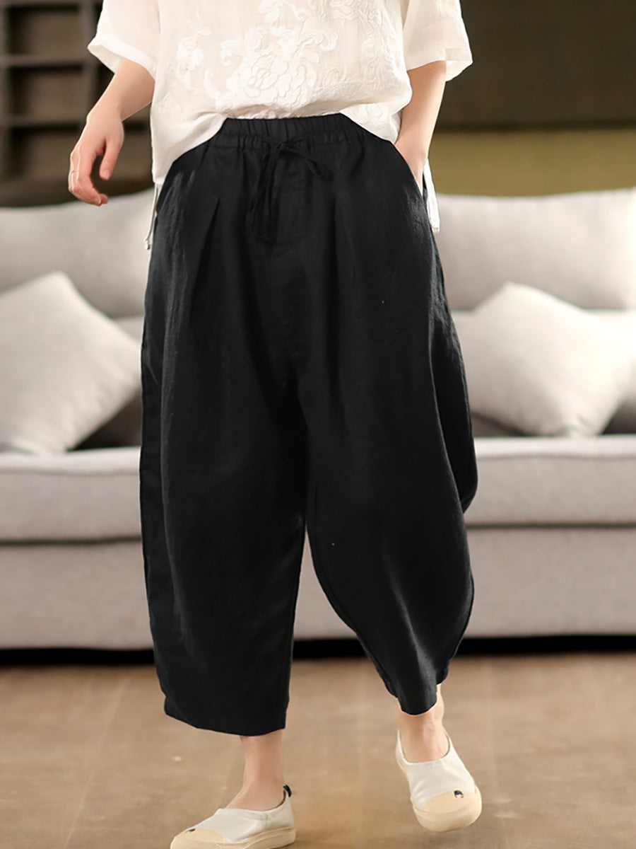 100%Linen Harem Pants Summer Color Pure Women