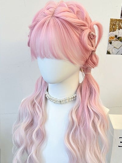 Wig Braided Pink With Synthetic Bangs Air