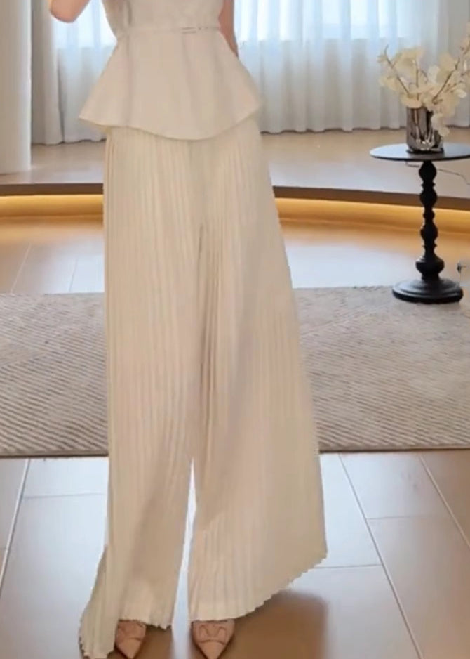 Leg Wide White Pants High Classy Spring Waist