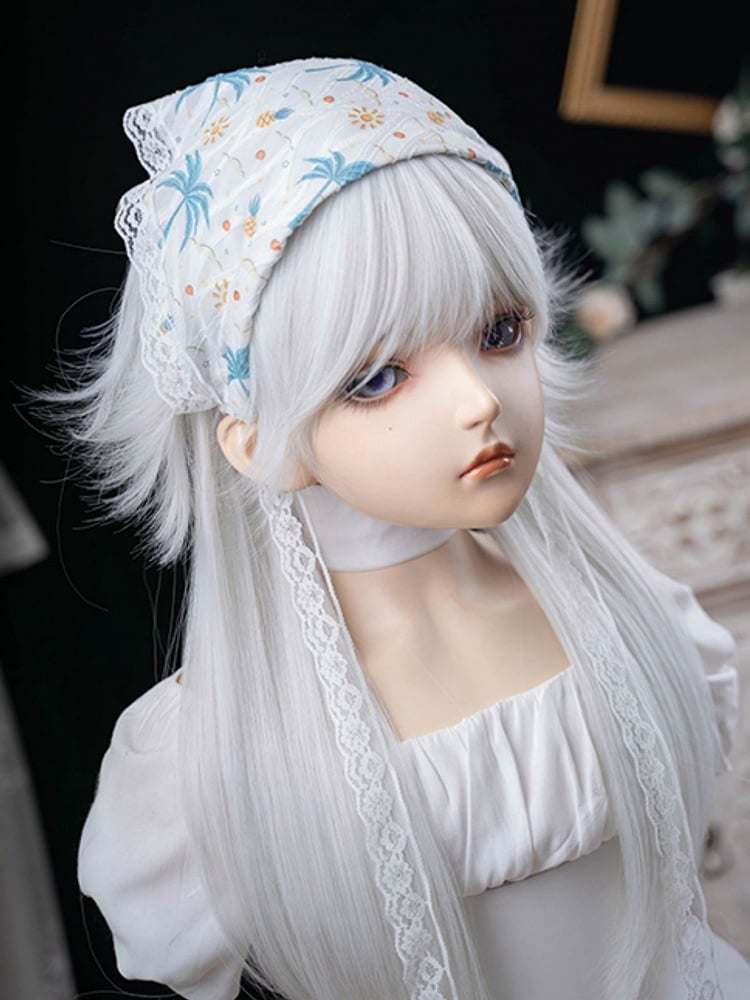 Full White Wig With Bangs Length 64CM