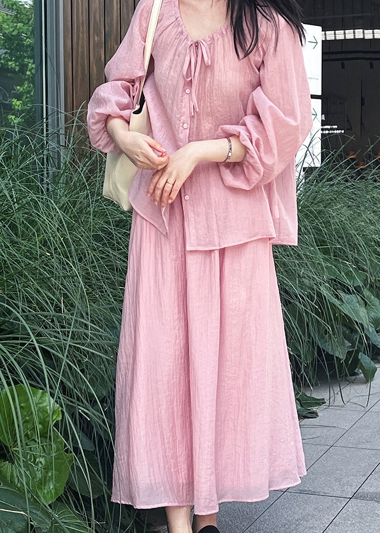 Yellow Tops Up Cotton Pieces French Skirts Lace Set Two And