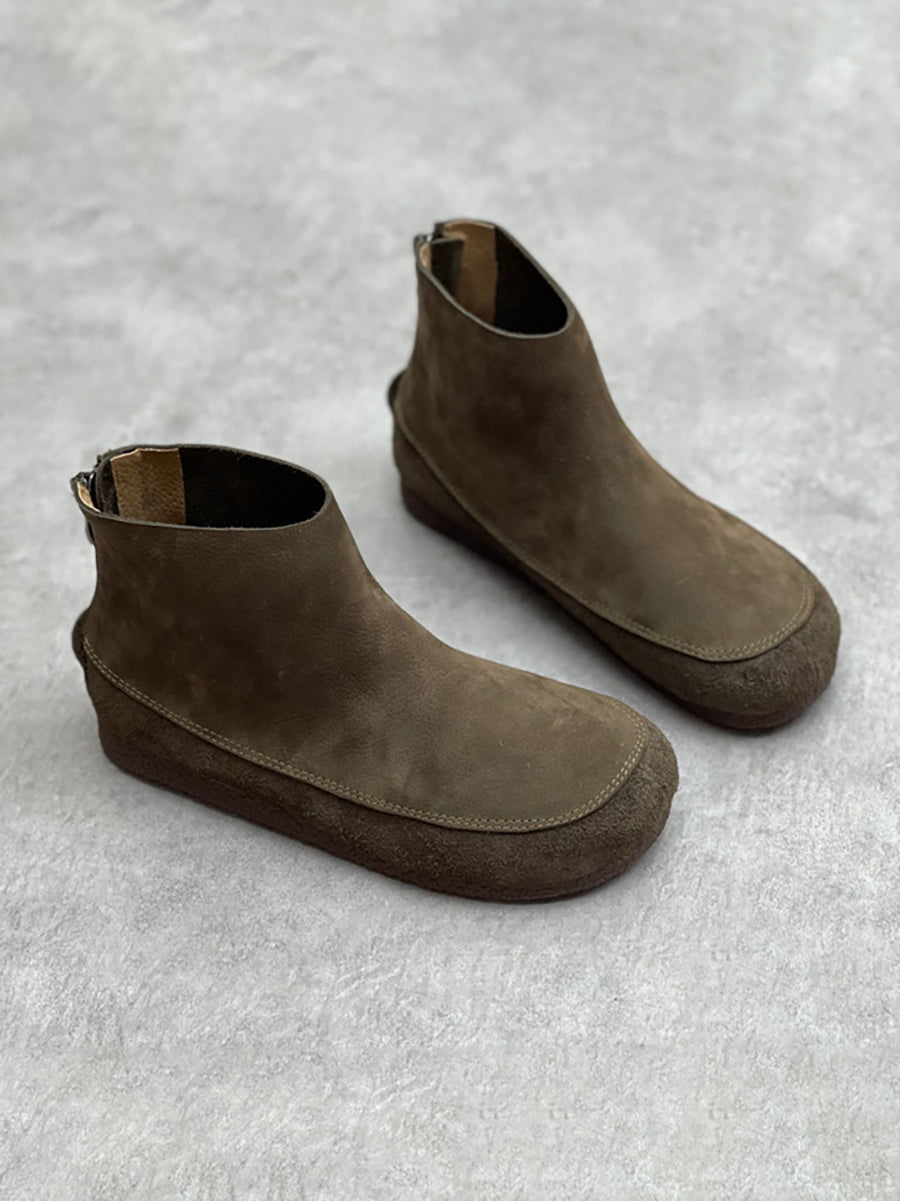 Damen Stiefeletten mit runder Spitze und Blockabsatz AT1076