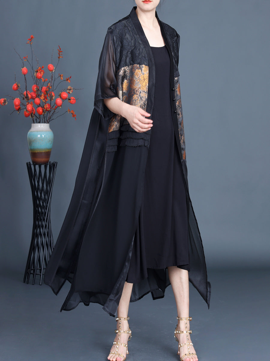 Women Vintage Summer Flower Spliced Jacquard Outwear XX1004