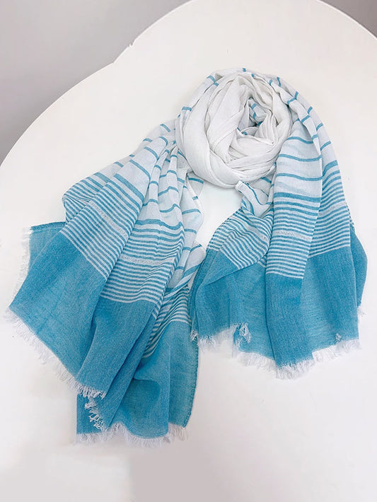 Women Summer Cotton Stripe Shawl Scarf XX1006