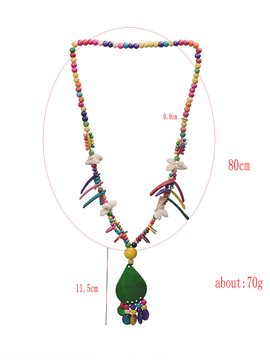 Women Bohemia Colorful Bead Weave Tassel Pendant Necklace FG1020